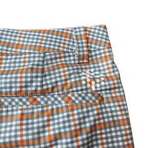 PUMA DRYCELL Golf Shorts Mens 30 Chino Lightweight Stretch Gray Orange Check